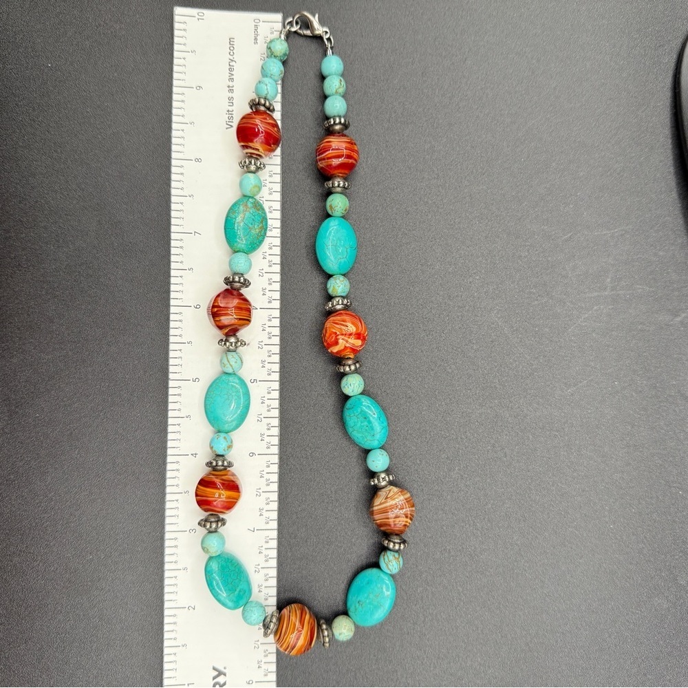 Czech Glass and Dyed Howlite Beaded Necklace - Picture 14 of 16